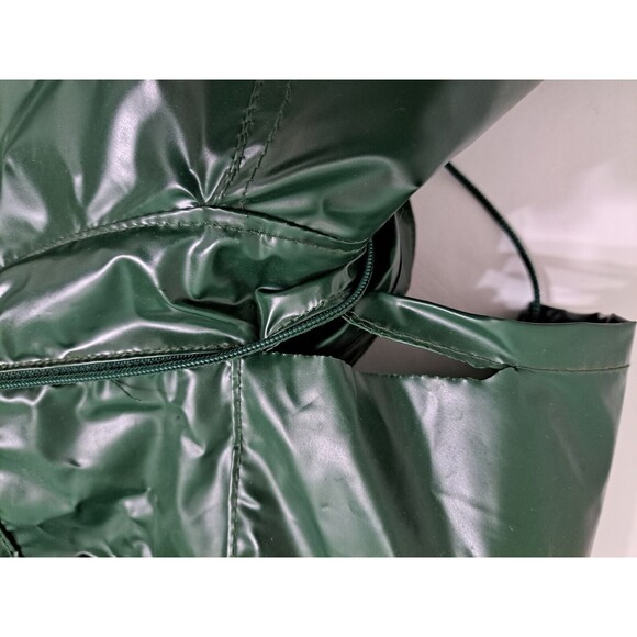 Duck Bay Raincoat PVC Rain Jacket Mens Medium Hooded Insulated Plaid Lined Green - Picture 8 of 12